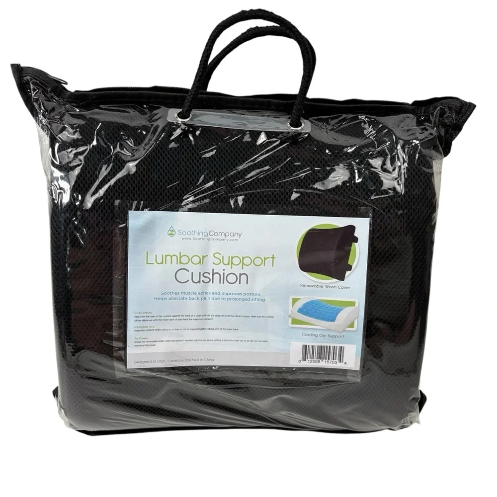 Soothing Company Black Lumbar Support Cushion Cooling Gel Support Posture New